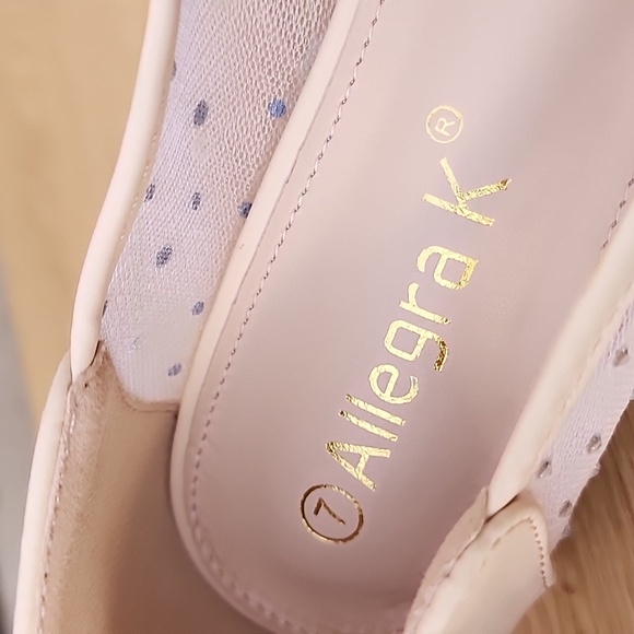 Allegra K Pointed Toe Clear Rhinestone Ballet Lake Cream Flats Size 7 NWOT - Picture 7 of 12